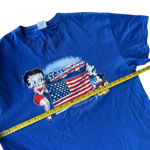 2001 Betty Boop Patriotic USA Flag Vintage Graphic Tee Shirt Cartoon TV Show Y2K - Picture 10 of 11